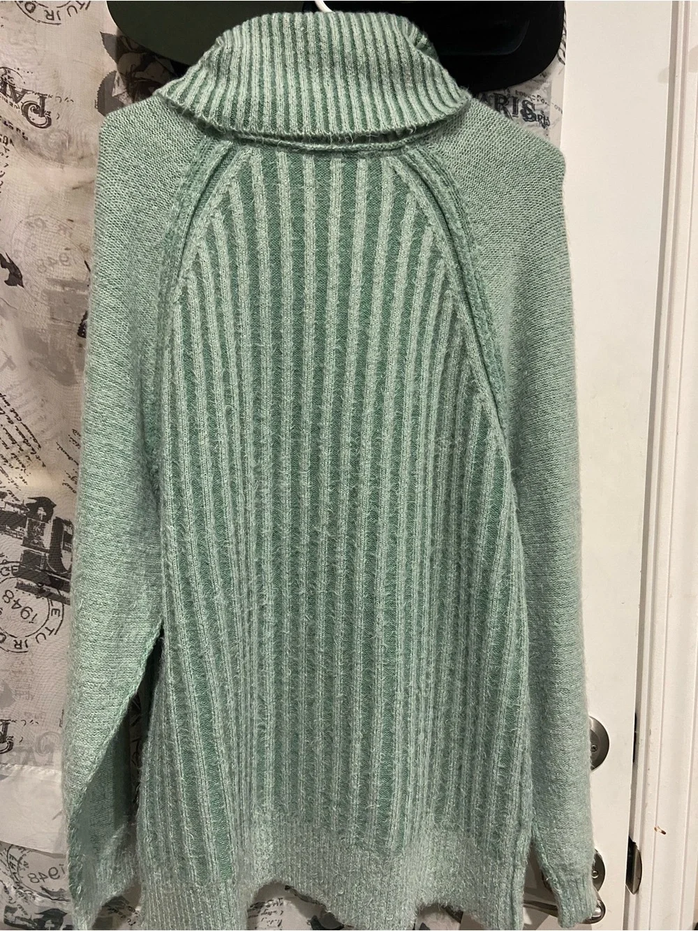 Free People Mint Green Ribbed Turtleneck Sweater